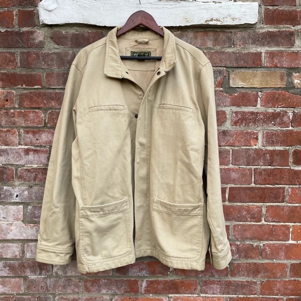 Eddie Bauer Cotton Twill Heavyweight Chore Jacket Beige Barn Coat Size Large